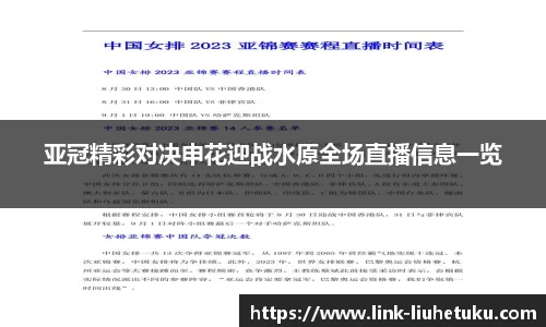 亚冠精彩对决申花迎战水原全场直播信息一览